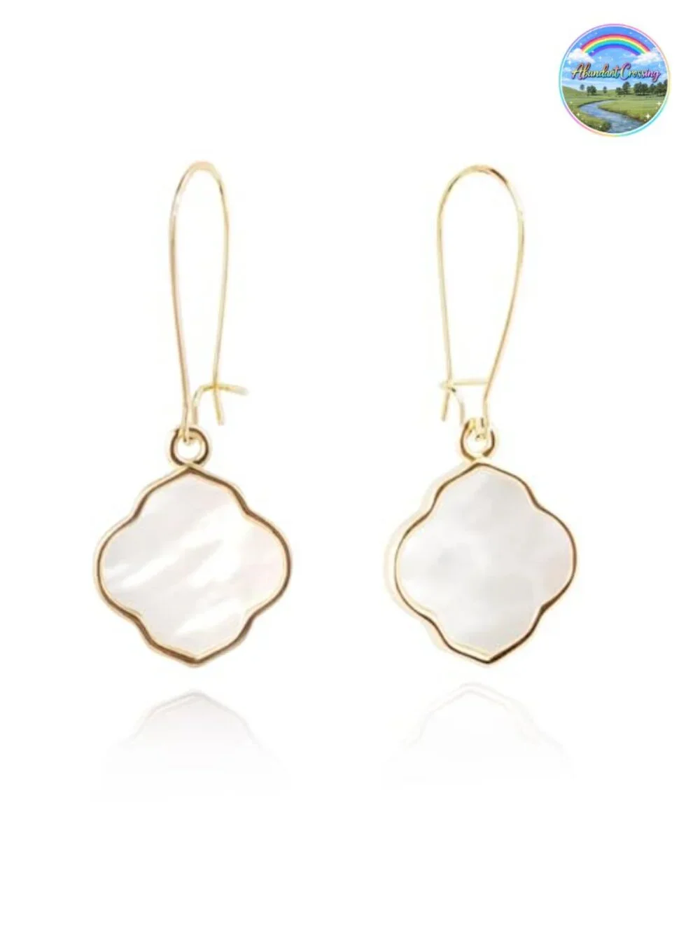 14K Gold Plated Drop Dangle Earrings Natural Shell Pearl Women's Handmade